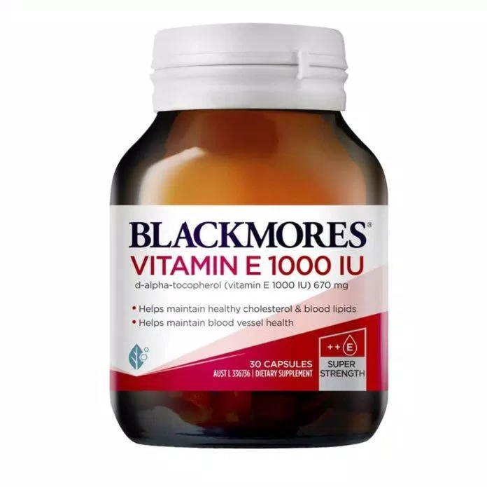 Viên uống Vitamin E tốt cho da mặt Blackmores Natural E 1000IU (Ảnh: Internet).