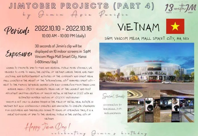 Poster cho dự án quảng cáo video của Jimin tại Hà Nội (Ảnh: twitter)