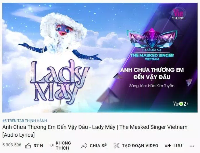 Anh chưa thương em đến vậy đâu đạt #5 thịnh hành trên YouTube (Ảnh: Internet) Anh chưa thương em đến vậy đâu đạt #5 thịnh hành trên YouTube (Ảnh: Internet)