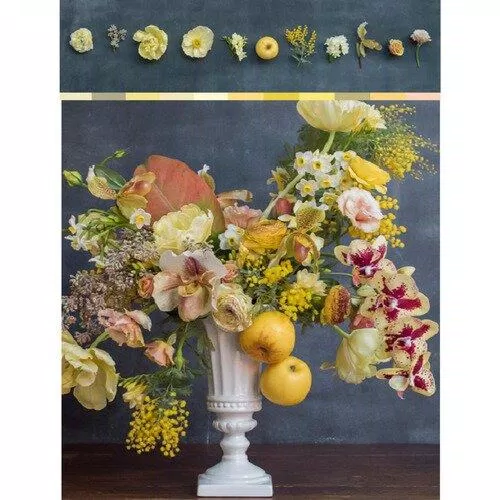 Ảnh hoa sử dụng và phối cảnh gợi ý cho màu vàng. Nguồn: sách Color Me Floral: Stunning Monochromatic Arrangements for Every Season, Kiana Underwood.