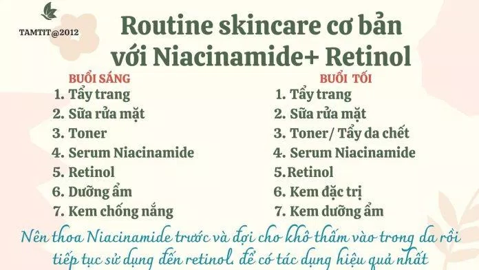 Routine kết hợp Niacinamide với Retinol (Nguồn: Tự edit)
