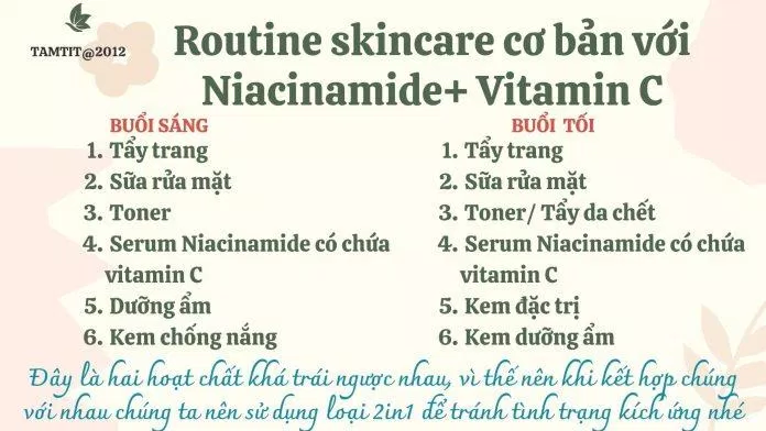 Routine kết hợp Niacinamide với Vitamin C (Nguồn: Tự edit)