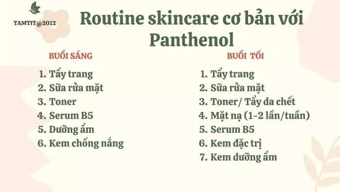 Routine skincare cơ bản với Panthenol (Nguồn: Tự edit)