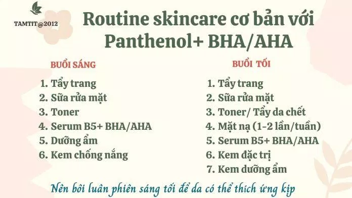 Routine kết hợp Panthenol ( B5) với Vitamin C (Nguồn: Tự edit)