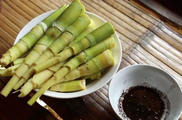 Nếu các bạn thích thưởng thức vị ngon thuần túy của măng, có thể thử món măng luộc chấm tương. (Nguồn ảnh: Internet) Nếu các bạn thích thưởng thức vị ngon thuần túy của măng, có thể thử món măng luộc chấm tương. (Nguồn ảnh: Internet)