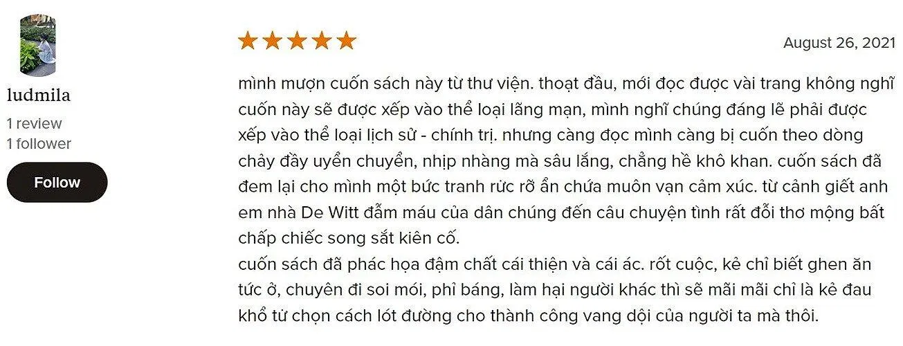 Cảm nhận của độc giả về Hoa Tuylip Đen (Nguồn: BlogAnChoi)