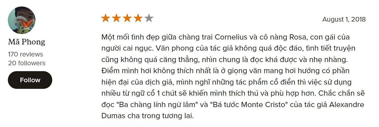 Cảm nhận của độc giả về Hoa Tuylip Đen (Nguồn: BlogAnChoi)