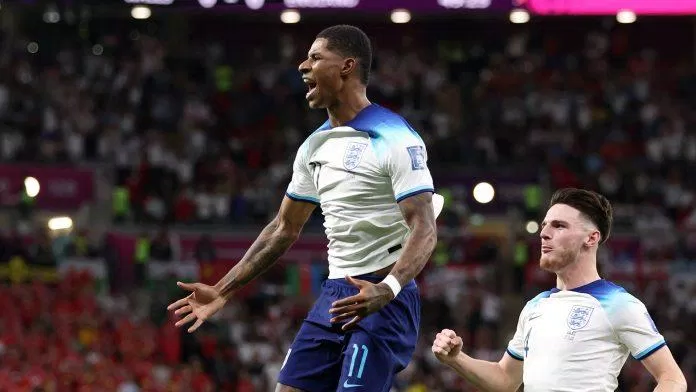 Rashford tỏa sáng với cú đúp giúp tuyển Anh vào chơi vòng 1/8 World Cup 2022 (Ảnh: Internet)