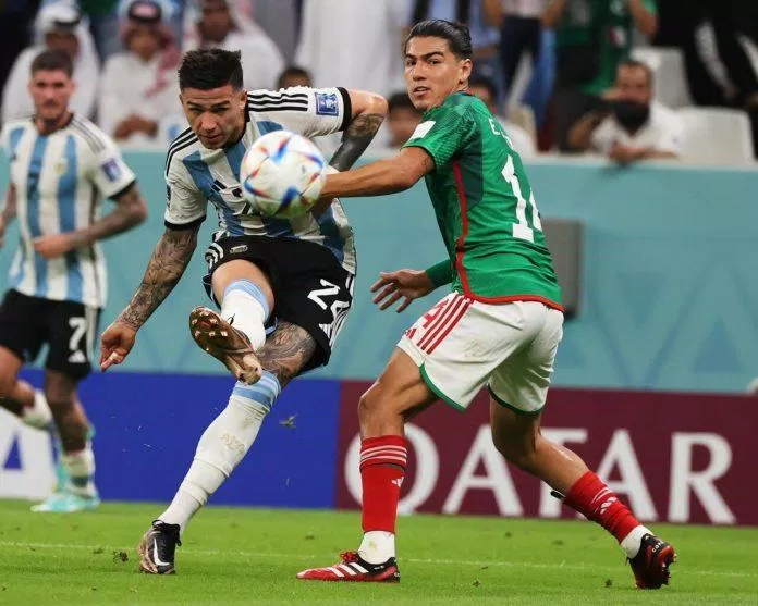 Bàn thắng đầu tiên của Enzo Fernandez trong màu áo Abiceleste giúp đội bóng của anh chiến thắng trước Mexico (Ảnh: Internet)