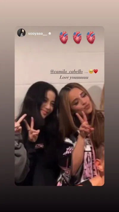 Jisoo và Camila chụp ảnh thân thiết sau concert. (Ảnh: Internet)