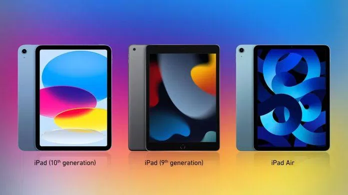 So sánh kiểu dáng iPad gen 9, iPad gen 10 và iPad Air (Ảnh: Internet)