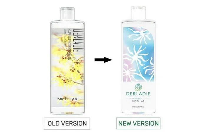 Nước tẩy trang Derladie hiện có bản nâng cấp bao bì từ hình cây phỉ lên màu galaxy bắt mắt (Ảnh: Derladie)