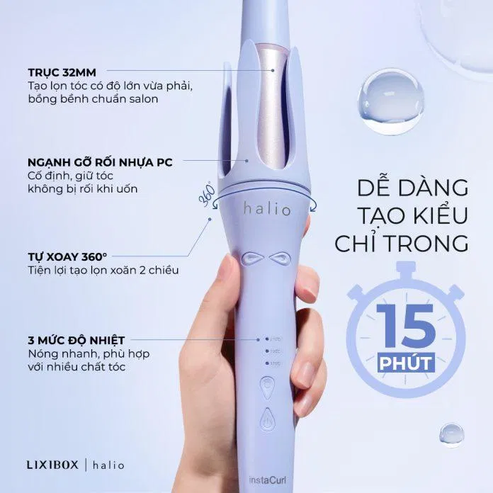 Điểm ưu việt của em máy uốn tóc tự xoay của Halio (Nguồn: Internet)