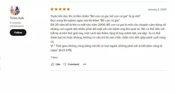 Những chia sẻ của bạn đọc tại Goodreads (Nguồn: BogAnChoi)