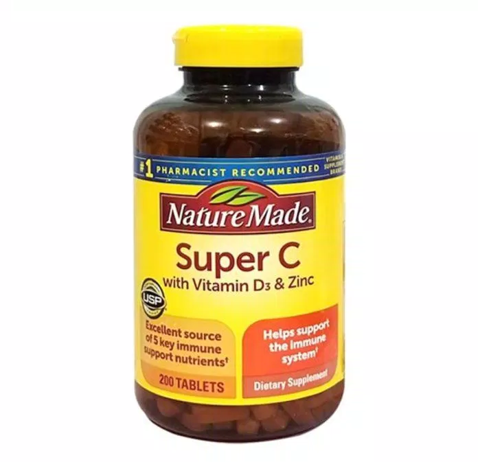 Viên uống Vitamin C - Nature Made Super C With D3 & Zinc (Ảnh: Internet).
