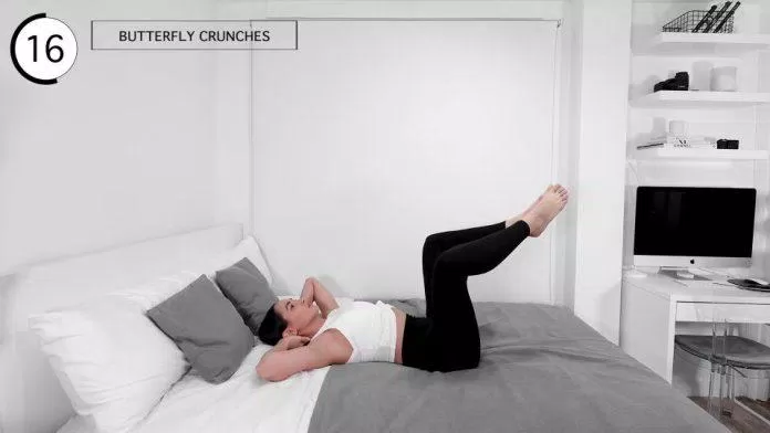 Bài tập trên giường tác động lên toàn bộ cơ thể. (Ảnh: YouTube Dayana Wang)