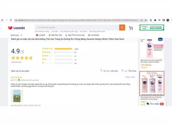 Đánh giá 4.8/5* cho sản phẩm, và hàng ngàn ý kiến đánh giá đến từ khách hàng @Nguồn Hứa Mi