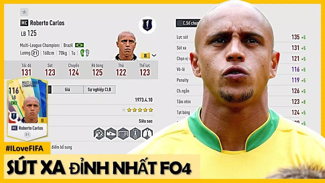 Roberto Carlos là một cựu cầu thủ bóng đá người Brasil chơi ở vị trí hậu vệ cánh. Anh từng là thành viên trong đội tuyển bóng đá quốc gia Brasil suốt 3 kỳ World Cup (Ảnh: Internet) Roberto Carlos là một cựu cầu thủ bóng đá người Brasil chơi ở vị trí hậu vệ cánh. Anh từng là thành viên trong đội tuyển bóng đá quốc gia Brasil suốt 3 kỳ World Cup (Ảnh: Internet)