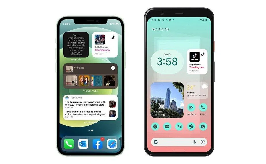 Widget trên màn hình điện thoại Android (Ảnh: Internet) Widget trên màn hình điện thoại Android (Ảnh: Internet)