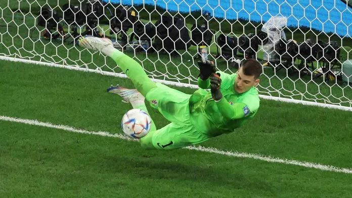 Livakovic là thủ thành duy nhất đẩy được 3 cú sút luân lưu của các đối thủ ở vòng knock out World Cup 2022 (Ảnh: Internet) Livakovic là thủ thành duy nhất đẩy được 3 cú sút luân lưu của các đối thủ ở vòng knock out World Cup 2022 (Ảnh: Internet)