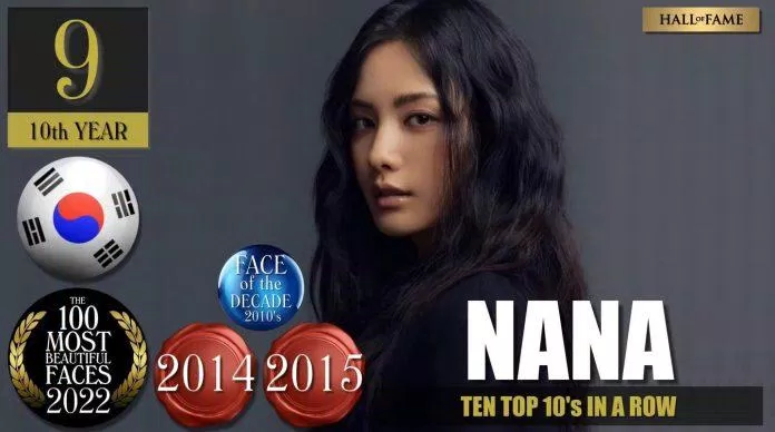Im Jin-ah (tên thật của Nana) xuất sắc giành vị trí thứ 9 trong bảng xếp hạng năm nay (Ảnh: Internet)