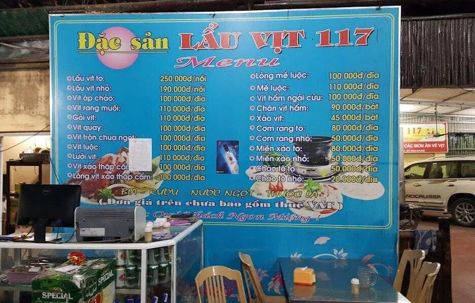 Thực đơn của quán. (Ảnh: Internet)