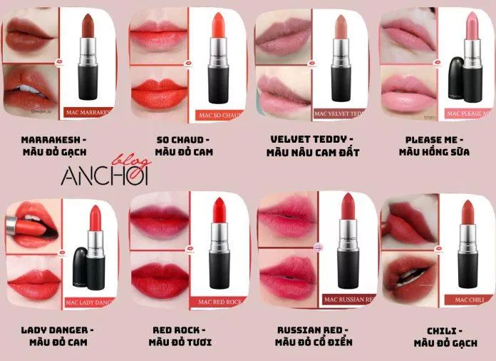 Bảng màu nổi bật của Son MAC Matte Lipstick
