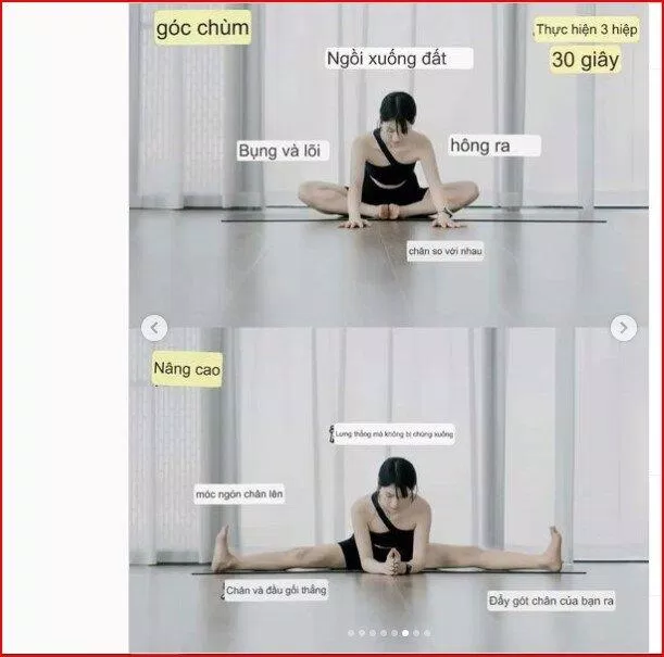 Tư thế khom lưng khoanh chân sau đó duỗi thẳng (Nguồn: Internet) Tư thế khom lưng khoanh chân sau đó duỗi thẳng (Nguồn: Internet)