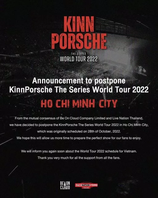 Thông báo tạm hoãn World Tour tại Hồ Chí Minh (Nguồn ảnh: Internet)