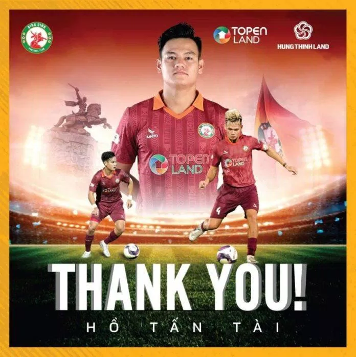 CLB Topenland Bình Định chính thức thông báo chia tay hậu vệ Hồ Tấn Tài (Ảnh: Internet) CLB Topenland Bình Định chính thức thông báo chia tay hậu vệ Hồ Tấn Tài (Ảnh: Internet)