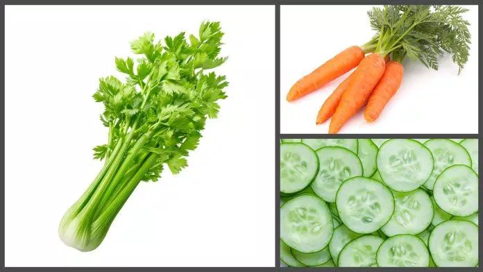 Sự tươi mát từ cà rốt và dưa leo hòa cùng hương vị đặc trưng của cần tây sẽ tạo ra 1 ly nước ép tuyệt vời (Ảnh: Internet) Sự tươi mát từ cà rốt và dưa leo hòa cùng hương vị đặc trưng của cần tây sẽ tạo ra 1 ly nước ép tuyệt vời (Ảnh: Internet)