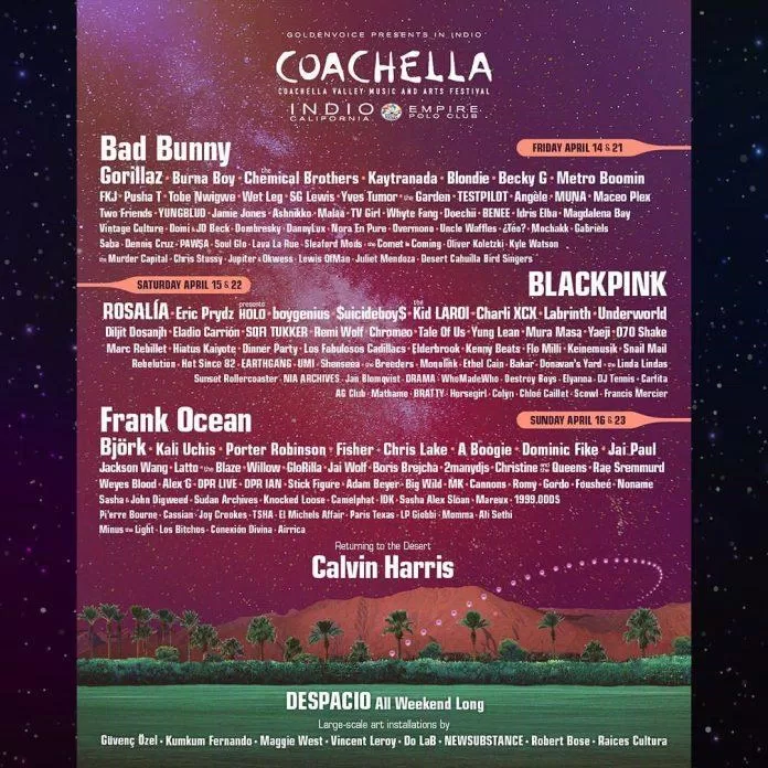 Dàn lineup khủng của lễ hội âm nhạc lớn nhất hành tinh Coachella (Ảnh: Internet)