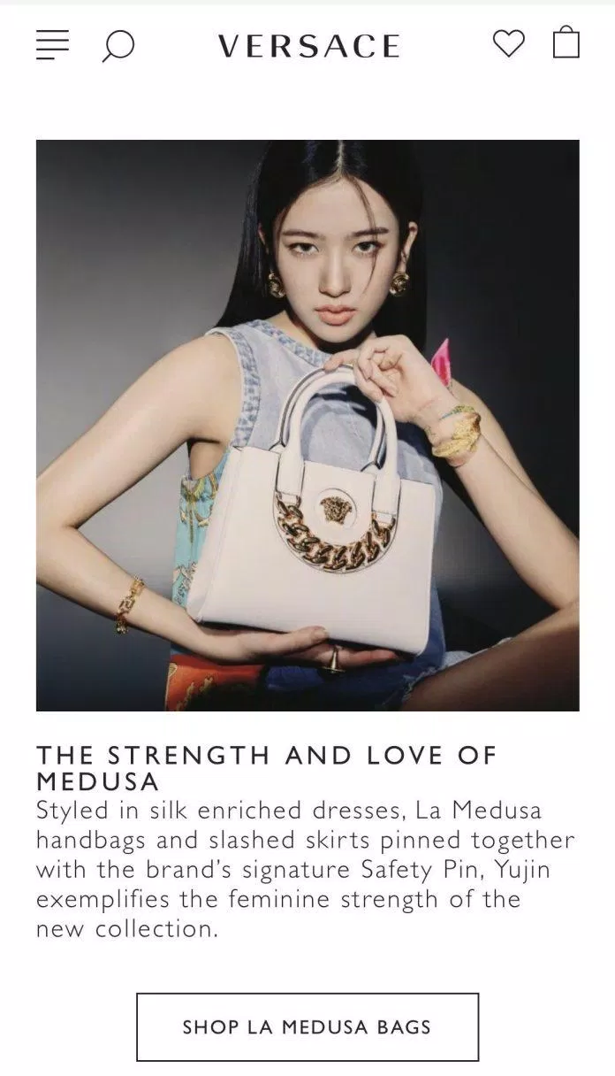 Ahn Yu Jin xuất hiên trên website của Versace quảng bá cho chiến dịch 2022 của hãng. (Nguồn: Internet)