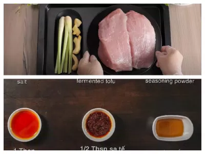 Gia vị và nguyên liệu làm khô heo