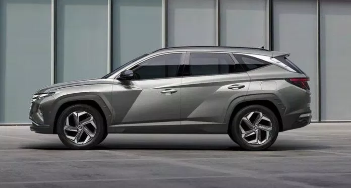 Nhìn từ bên hông xe Hyundai Tucson All New 2022 với thiết kế đầy cá tính và nổi bật. (Ảnh: Internet)