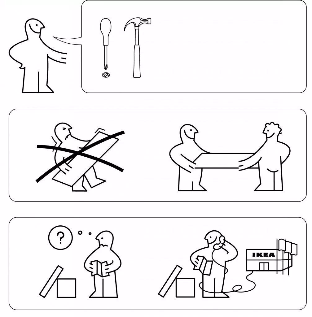 Hướng dẫn của IKEA cực kỳ trực quan và dễ hiểu. Nguồn: Internet Hướng dẫn của IKEA cực kỳ trực quan và dễ hiểu. Nguồn: Internet