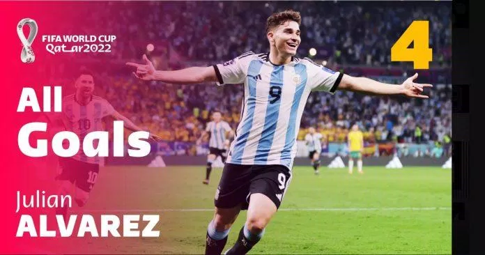 4 bàn thắng trong lần đầu tham dự World Cup cùng màn trình diễn thượng hạng trong năm 2022 là lí do Julian Alvarez có mặt trong danh sách rút gọn của FIFA The Best 2022 (Ảnh: Internet)
