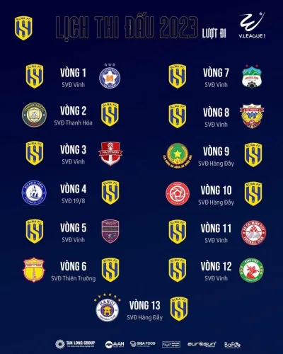Lịch thi đấu của SLNA tại V-League 2023 (Ảnh: Internet) Lịch thi đấu của SLNA tại V-League 2023 (Ảnh: Internet)
