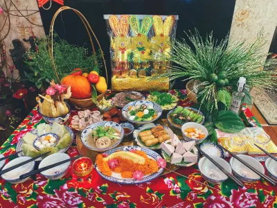 mâm cỗ cúng Ông Công Ông Táo (Nguồn Facebook: Nhung Ngo)