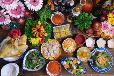 mâm cỗ cúng Ông Công Ông Táo (Nguồn Facebook: Viet Linh Dang)