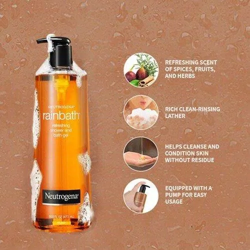 Sữa tắm Neutrogena Rainbath Original với hương thơm thảo dược giúp làm sạch dịu nhẹ và ngừa mụn cho cơ thể (Nguồn: Internet).