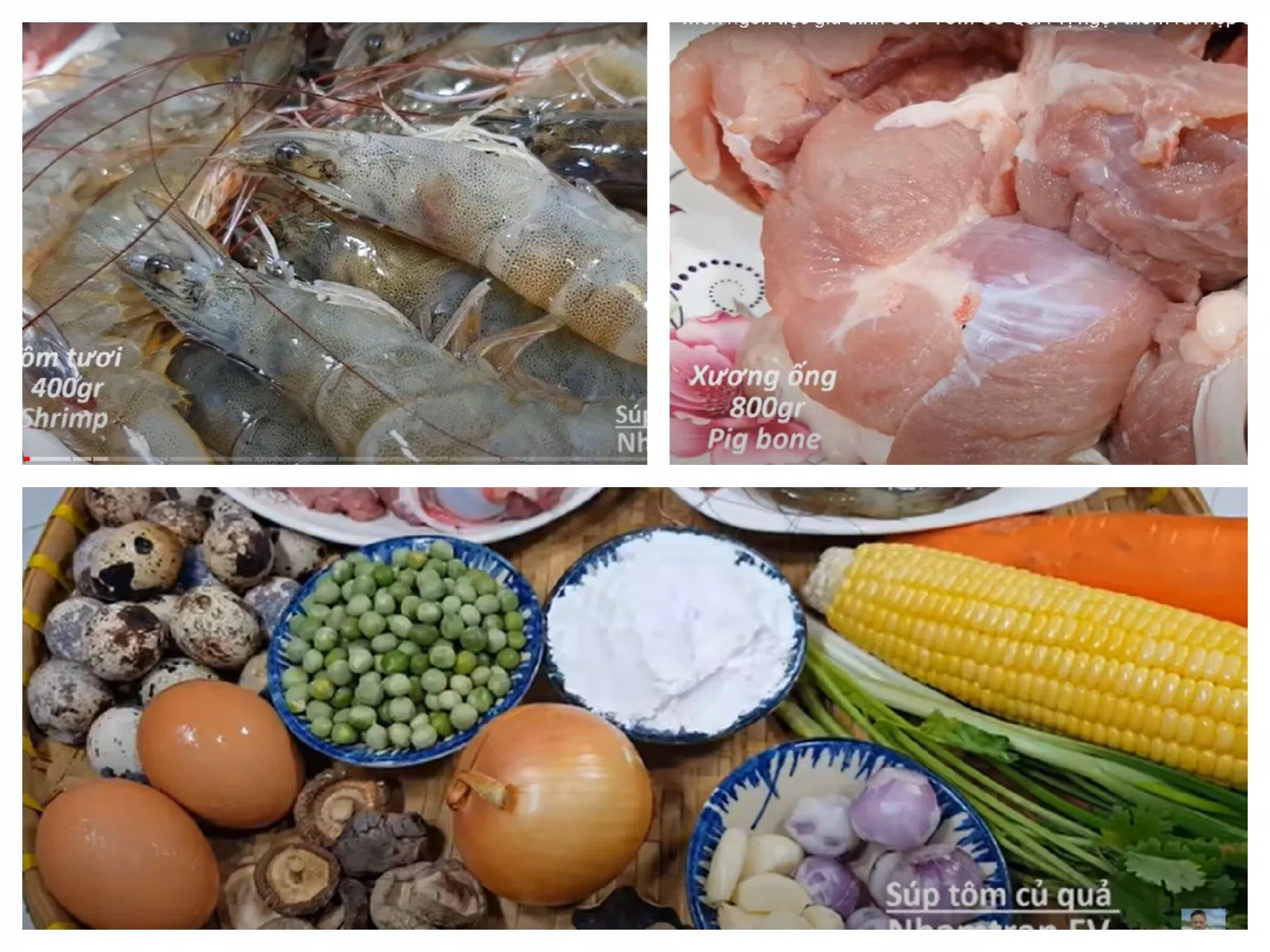 Nguyên liệu nấu súp tôm