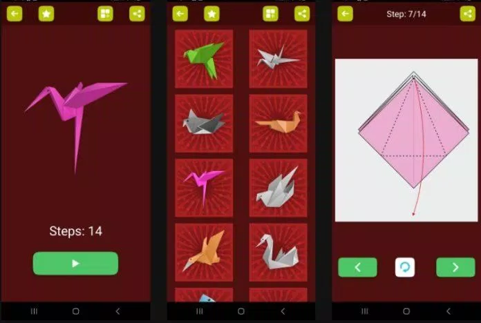 Ứng dụng Origami Paper Birds Schemes (Ảnh: Internet)