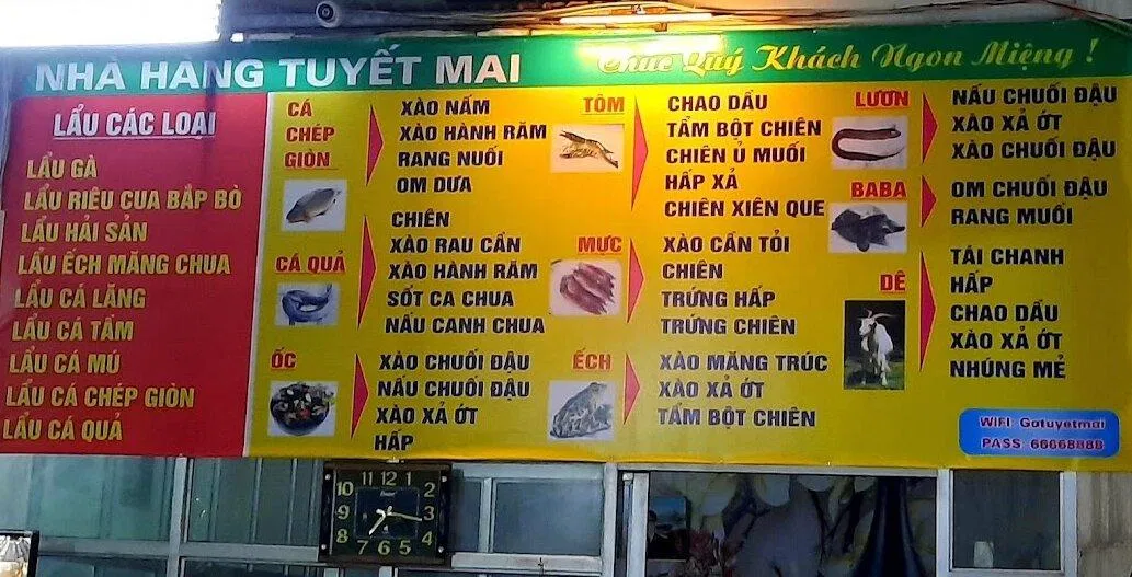 Thực đơn của nhà hàng. (Ảnh: Internet)