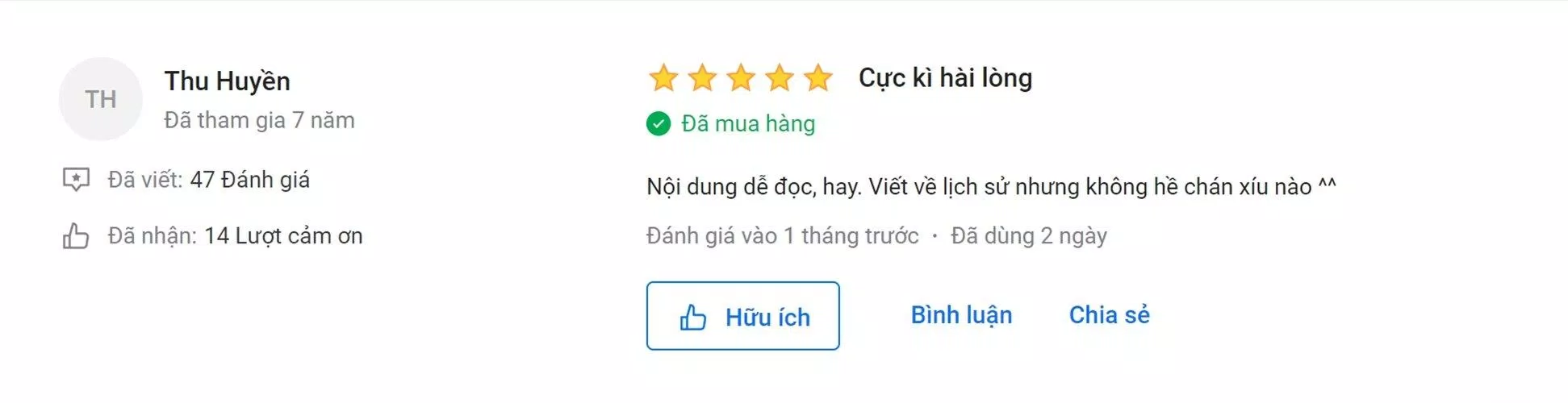 Đánh giá của độc giả trên Tiki. (Ảnh: BlogAnChoi)