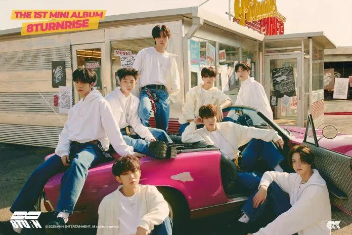 Nhóm nhạc nam đầu tiên của MNH Entertainment 8TURN ra mắt vào 30/01/2023 với mini album "8TURNRISE" (Ảnh: Twitter/@8TURN_official)