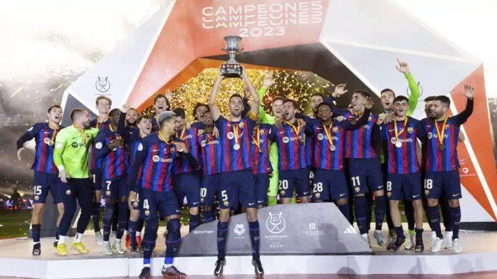 Barca đã bất bại trong năm 2023 và mới giành được danh hiệu vô địch đầu tiên dưới triều đại của HLV Xavi (Ảnh: Internet)