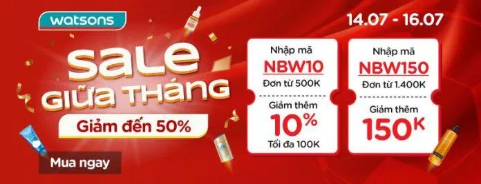 Truy cập ngay Chương trình khuyến mãi khủng chỉ có tại Watson !