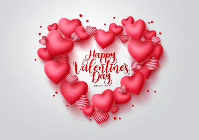Thiệp 14/2 Valentine trái tim lãng mạn (Ảnh: Internet)