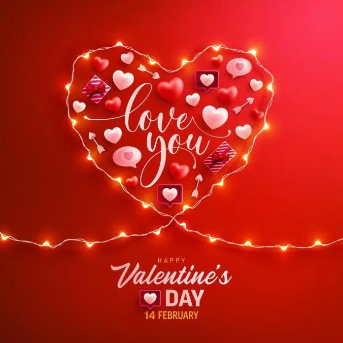 Thiệp 14/2 Valentine trái tim lãng mạn (Ảnh: Internet)
